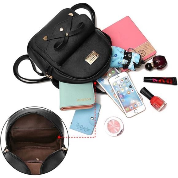 Cute Mini Leather Backpack Fashion Small Daypacks Purse for Girls & Women (PINK) main image 7